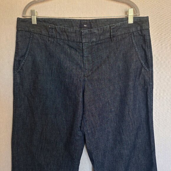 💙 Gap Long Wide Leg Thick Denim Look Trousers Size 36/34 Preppy Fall Work Offic - Picture 2 of 8